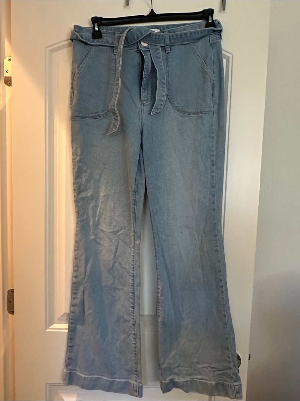 LC Lauren Conrad Light Blue Tie-Waist Flare Jeans